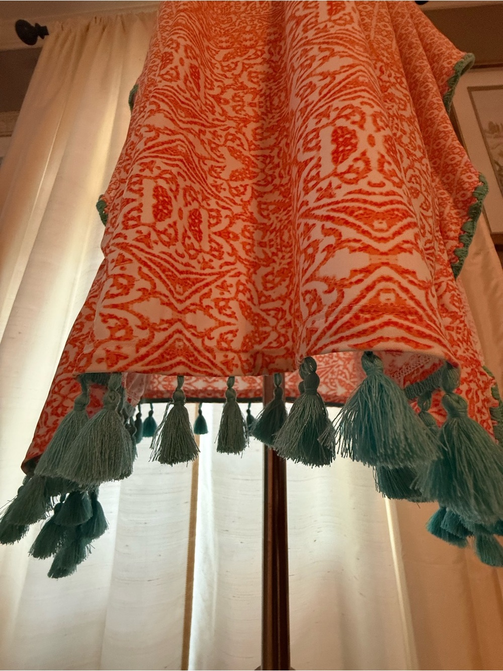 Orange Cabana Life Printed Tassel Kaftan with Teal Trim 50 SPF - Picture 3 of 4